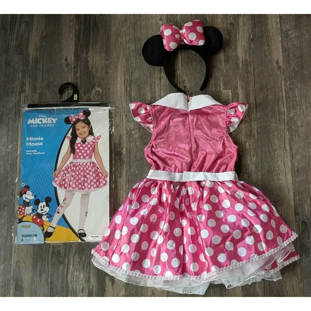 Spirit Halloween Mickey & Friends Minnie Mouse Costume Pink Dress Size 3-4T
